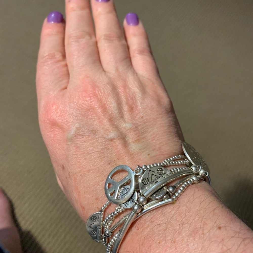 8 silver beaded bracelets
